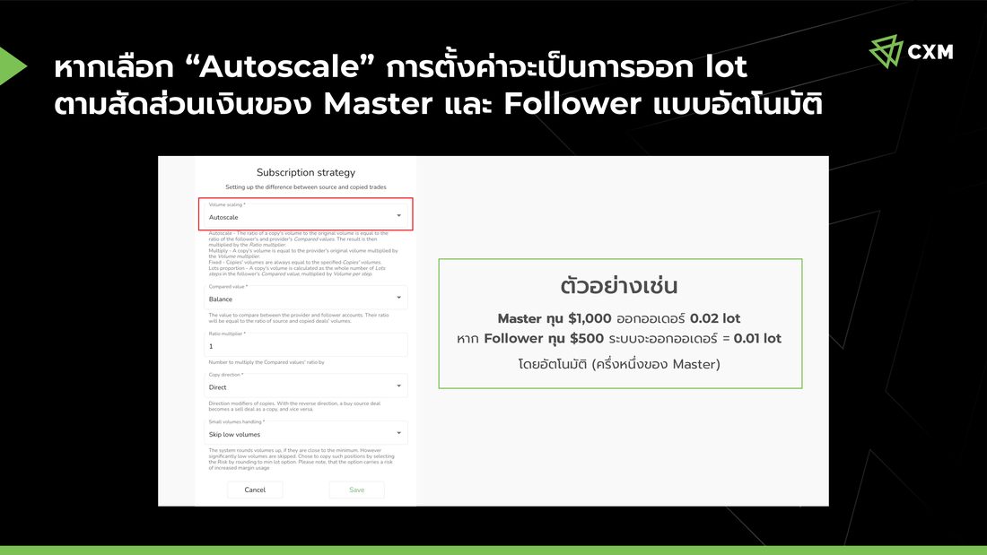 Autoscale — ตามสัดส่วนเงินทุน